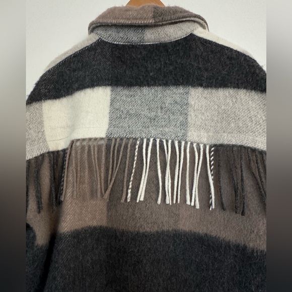 Zara Fringe Back Detail Shirt Jacket - Picture 3 of 7